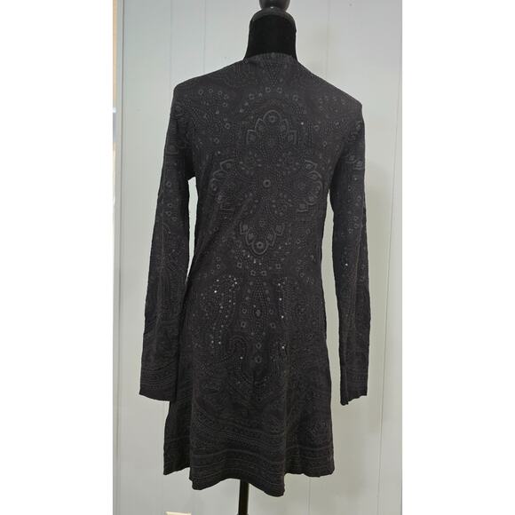 Calypso St. Barth Savvy Dress Floral Embroidered Sequin Long Sleeve Gray Small - Picture 3 of 13